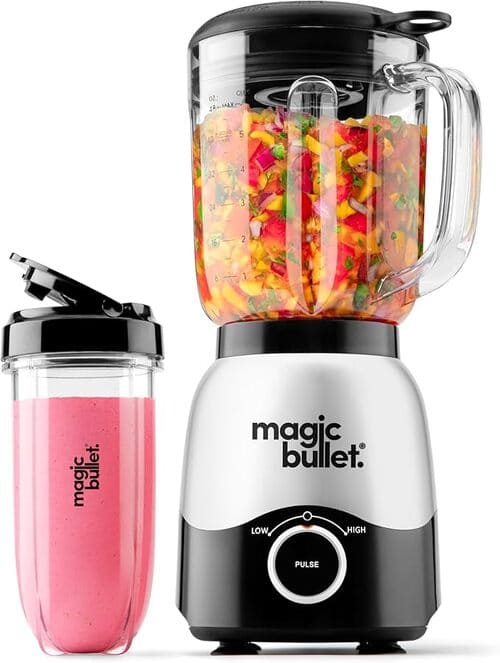Magic Bullet Combo Blender, 600W, 48oz Pitcher & 16oz To-Go Cup, Silver (MBF50200)
