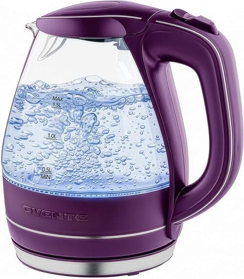 OVENTE 1.5L Glass Electric Kettle, Fast Boil, LED, Auto Shut-Off