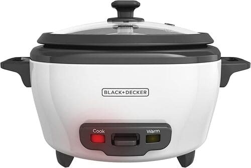 BLACK+DECKER 6-Cup Rice Cooker, Steamer Basket, Nonstick Bowl