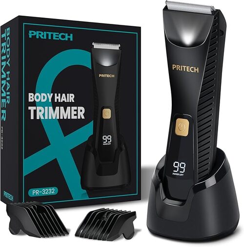 PRITECH Body Trimmer for Men, Waterproof, USB-C, Wet/Dry