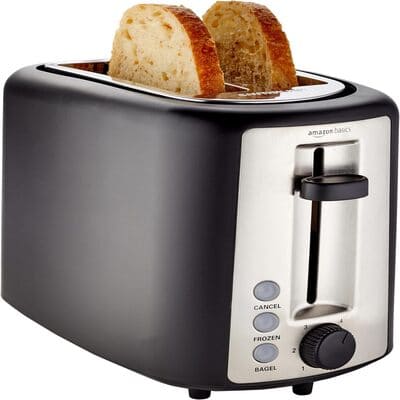 Amazon Basics Extra-Wide 2-Slice Toaster with 6 Browning Levels