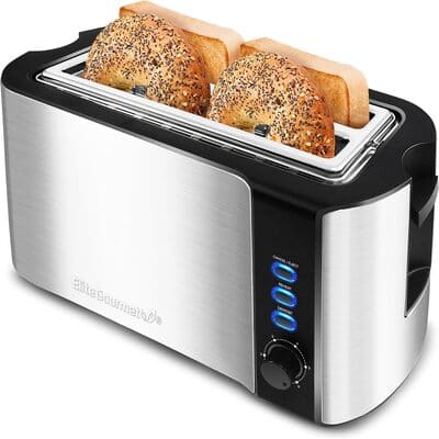 Elite Gourmet 2-Slice Stainless Steel Toaster – Extra-Wide Slots